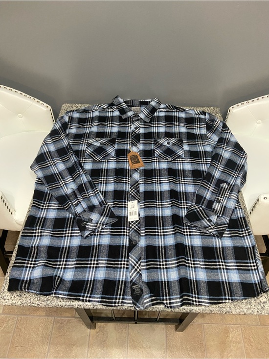 Karl KANI Other - KARL KANI Mens Flannel Plaid Button Up Shirt Blue Black White 4X Outdoors
